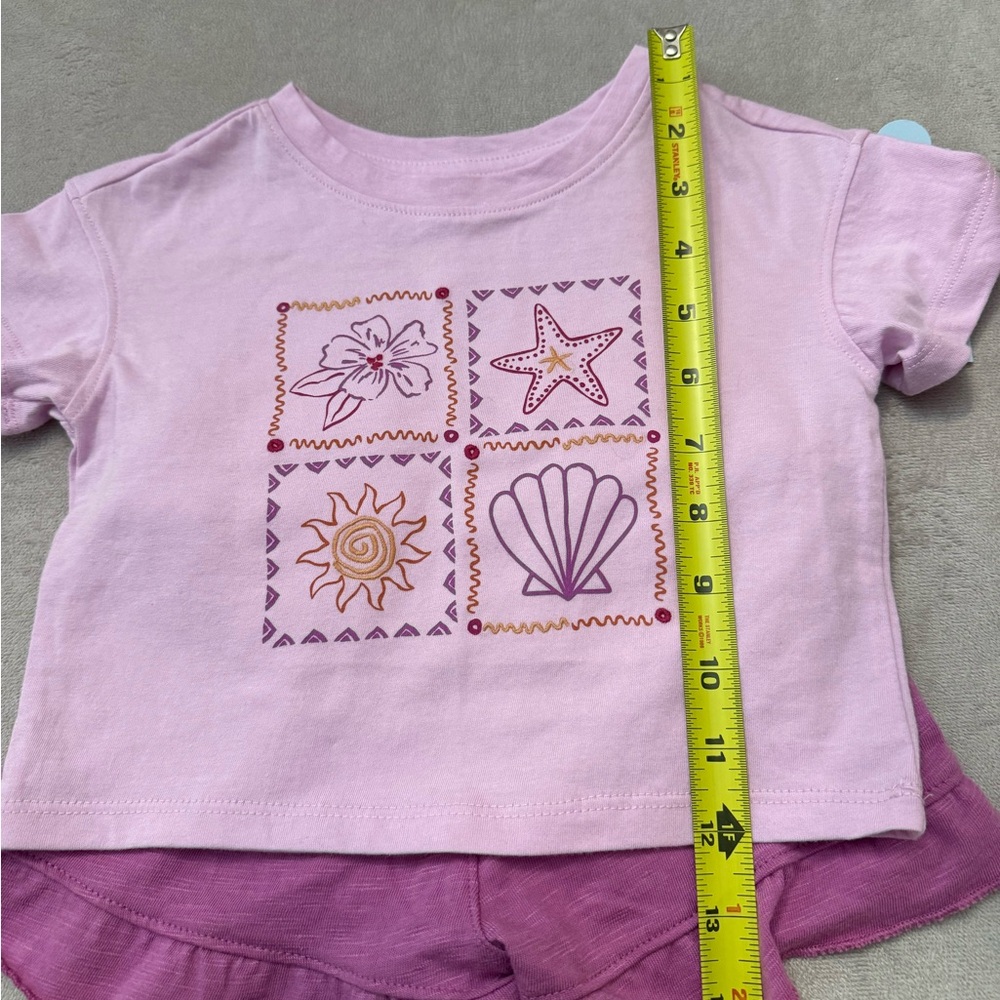 Cat & Jack Girls 2T 2-Piece Outfit Set Purple Graphic Tee & Ruffle Shorts NWT - Picture 7 of 7